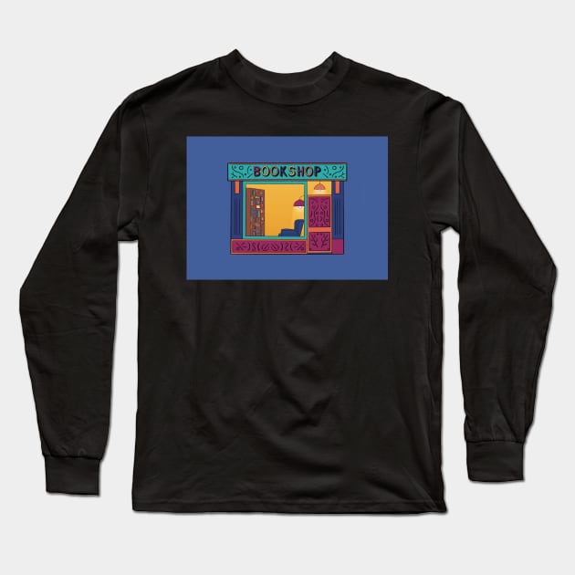 Bookshop illustration Long Sleeve T-Shirt by Slepowronski